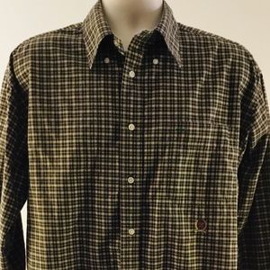 Tommy Hilfiger Mens Lrg Brown Plaid Oxford shirt